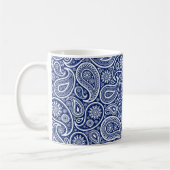 Roze blauwwitte  paisleypatroon koffiemok (Links)