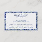 Roze blauwwitte  paisleypatroon visitekaartje (Achterkant)