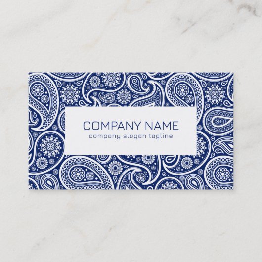 Roze blauwwitte paisleypatroon visitekaartje (Voorkant)