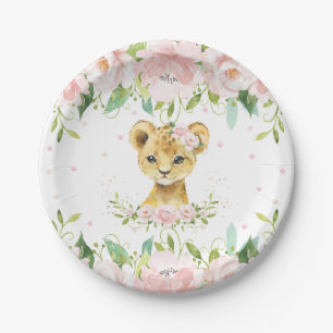 Roze bleekbloesem Aangeboren Baby shower Papieren Bordje