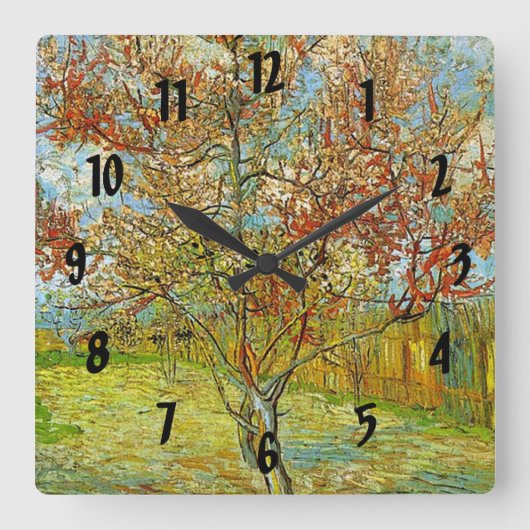 Roze bleekboom in Blossom Reminiscence of Mauve Vierkante Klok (Voorkant)