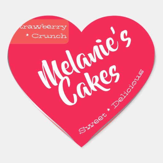 Roze bleekdoekverpakking Aangepaste bakkerij Hart Sticker (Voorkant)