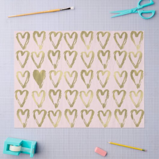 Roze bleekheid en gouden harten tissuepapier (Craft)