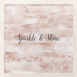 Roze bleekheid Glitzy Glitter Sparkle Glazen Onderzetter