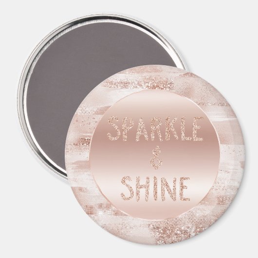 Roze bleekheid Glitzy Glitter Sparkle Magneet (Voorkant / Achterkant)