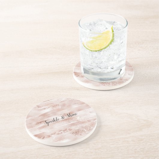 Roze bleekheid Glitzy Glitter Sparkle Zandsteen Onderzetter (Zijkant)