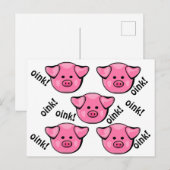 Roze bleekvarkens briefkaart (Voorkant / Achterkant)