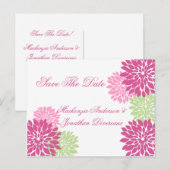 Roze Bleke groene bloemblaadjes Bewaar de datum Aankondigingskaart (Voorkant / Achterkant)