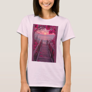 Roze blended t-shirt met roze ontwerp