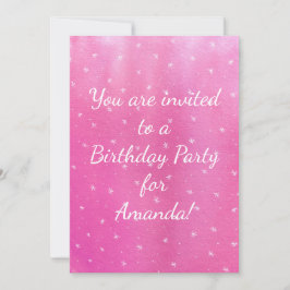 Roze Blends Witte Sterren Verjaardagsfeestuitnodig Kaart