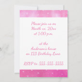 Roze Blends Witte Sterren Verjaardagsfeestuitnodig Kaart (Achterkant)