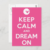Roze Blijf kalm en droom door Briefkaart (Voorkant / Achterkant)