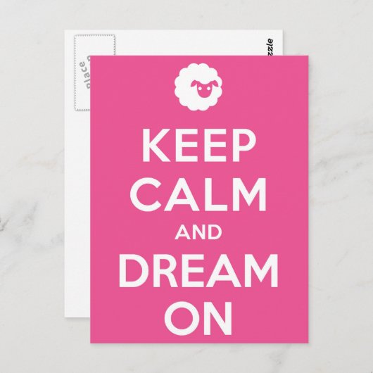 Roze Blijf kalm en droom door Briefkaart (Voorkant / Achterkant)