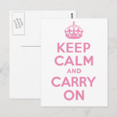 Roze Blijf kalm en ga verder Briefkaart (Voorkant / Achterkant)