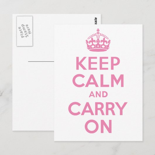 Roze Blijf kalm en ga verder Briefkaart (Voorkant / Achterkant)