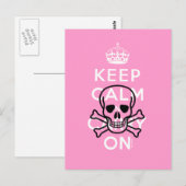 Roze Blijf kalm en ga verder met Skull Humor Brief Briefkaart (Voorkant / Achterkant)