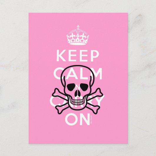 Roze Blijf kalm en ga verder met Skull Humor Brief Briefkaart (Voorkant)