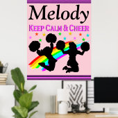 ROZE BLIJF KALM EN JUICH GEPERSONALISEERD POSTER (Thuiskantoor)