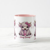 Roze, blijf pittig, Schotse Hooglanders Mok (Midden)