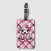 Roze, blijf sassy, Schotse Hooglanders Bagagelabel (Voorkant (verticaal))