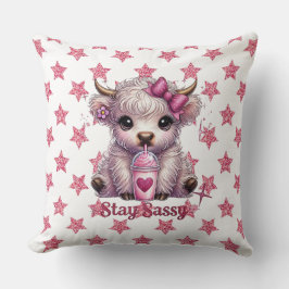 Roze, blijf sassy, Schotse Hooglanders Kussen