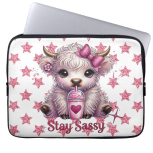 Roze, blijf sassy, Schotse Hooglanders Laptop Sleeve