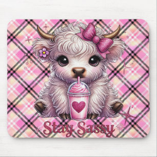Roze, blijf sassy, Schotse Hooglanders Muismat