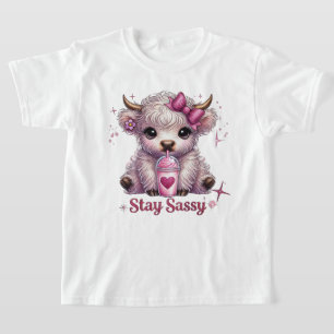 Roze, blijf sassy, Schotse Hooglanders T-shirt
