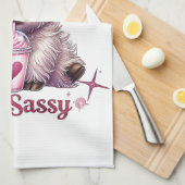 Roze, Blijf Sassy, Schotse Hooglanders Theedoek (Quarter Fold)