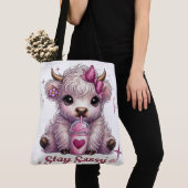 Roze, blijf sassy, Schotse Hooglanders Tote Bag (Dichtbij)