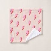 Roze bliksemschicht patroon bad handdoek (Wasdoekje)