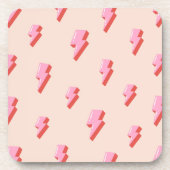 Roze bliksemschicht patroon bier onderzetter (Voorkant)