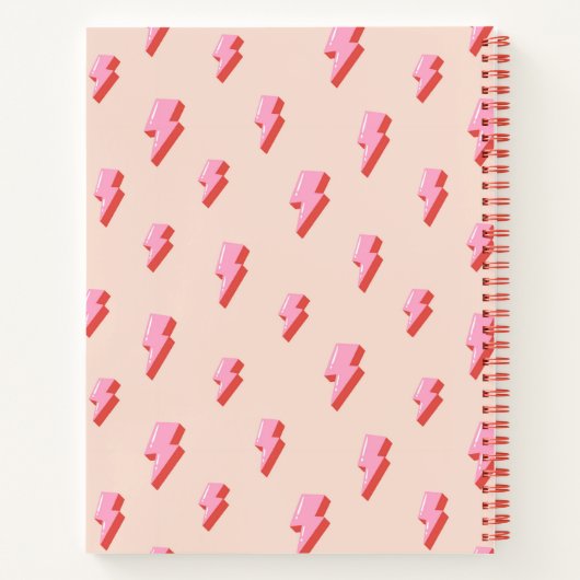Roze bliksemschicht patroon | Gepersonaliseerd Notitieboek (Achterkant)