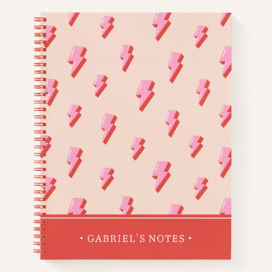 Roze bliksemschicht patroon | Gepersonaliseerd Notitieboek (Voorkant)