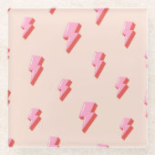 Roze bliksemschicht patroon glazen onderzetter (Voorkant)