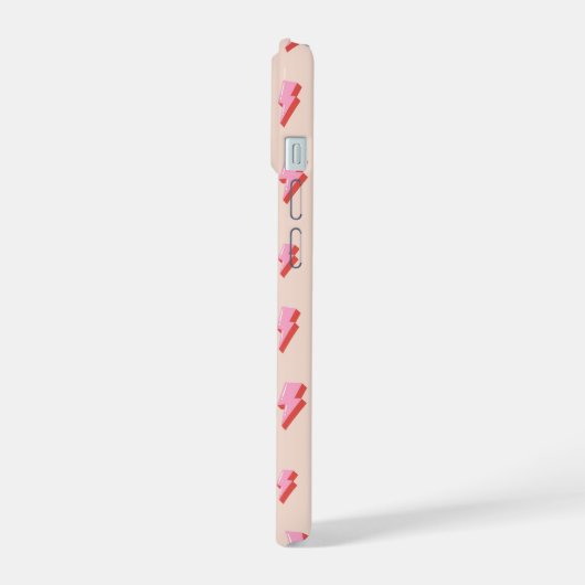 Roze bliksemschicht patroon iPhone 15 case (Linkerkant)