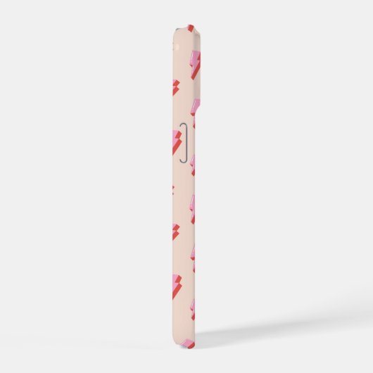 Roze bliksemschicht patroon iPhone 15 case (Rechterkant)