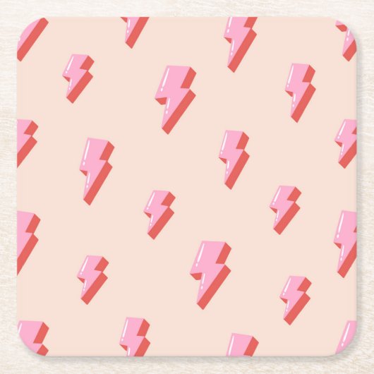 Roze bliksemschicht patroon kartonnen onderzetters (Voorkant)