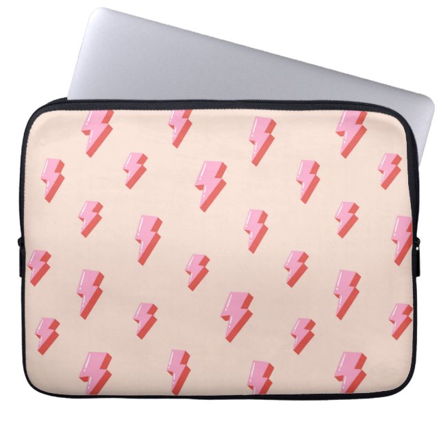 Roze bliksemschicht patroon laptop sleeve (Voorkant)