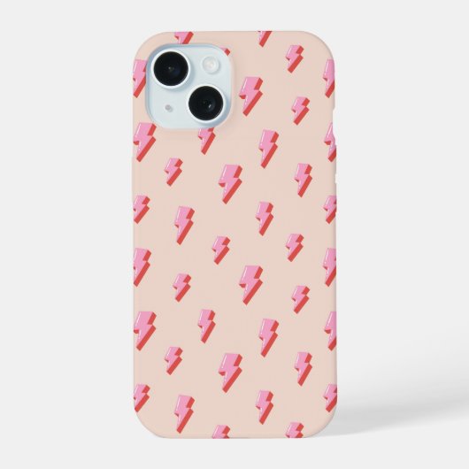 Roze Bliksemschichtpatroon iPhone 15 Case (Achterkant)
