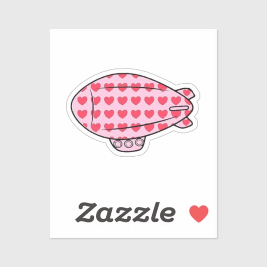 Roze Blimp Ballon Rode Hart Patroon Custom Sticker (Vel)