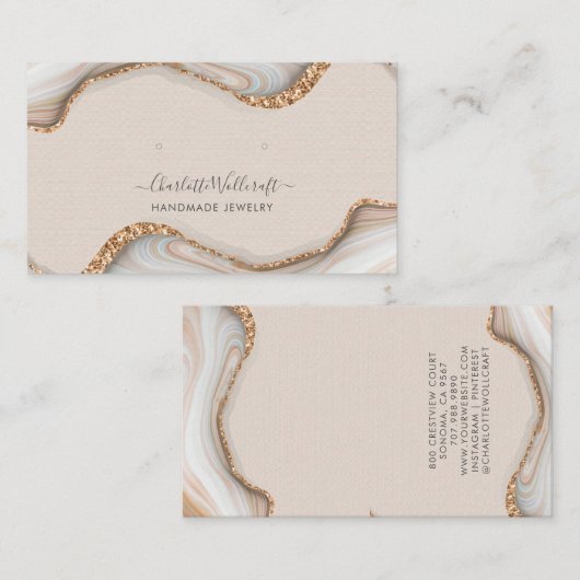 Roze blindstaartrommel met marmer Geode Stud die b Visitekaartje (Voorkant / Achterkant)