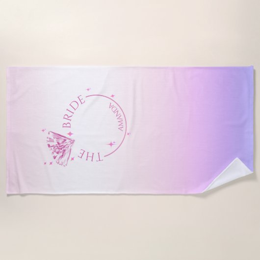 Roze Bling Diamant Bachelorette Party Bruid Strandlaken (Voorkant)