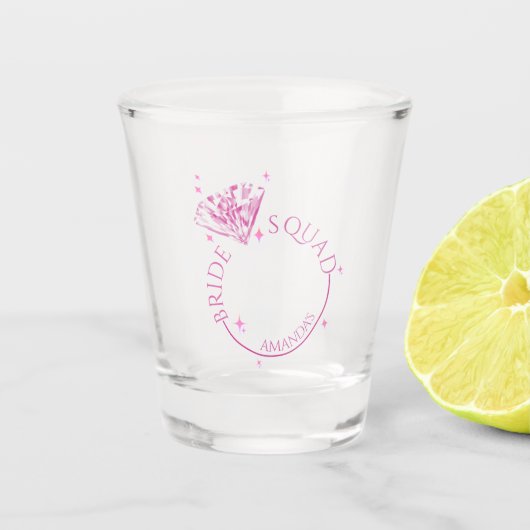 Roze Bling Diamanten Meisjes uitgaansfeest Shot Glas (Voorkant)