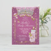 Roze Bling Glitter Baby Shower Uitnodigingen (Staand voorkant)