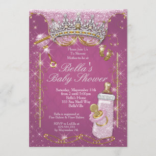 Roze Bling Glitter Baby Shower Uitnodigingen