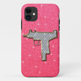 Roze Bling Uzi Pistool iPhone 11 Hoesje