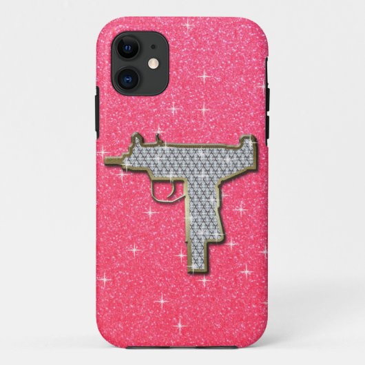 Roze Bling Uzi Pistool Case-Mate iPhone Case (Achterkant)