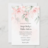 Roze Bliss Pastel Roze en Groene Bloemen Bruiloft Kaart (Voorkant)