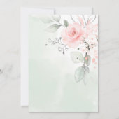 Roze Bliss Rozen Pastel Groene Wash Bruiloft Kaart (Achterkant)